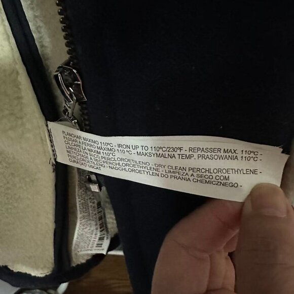 Zara Basic Women's Ladies Dark Blue Navy Wool Coat Jacket with Hood Size (L) - Picture 9 of 12